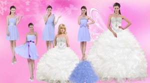 White Sweetheart Quinceanera Dress And Beautiful Short Dama Dress And White Little Girl Dress