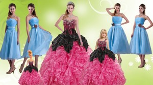 Multi Color Sweetheart Quinceanera Gown And Strapless Hand Made Flower Prom Dress And Ruffles And