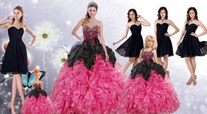 Ruffles and Beading Multi Color Quinceanera Gown and Black Sweetheart Short Prom Dress and Multi Col