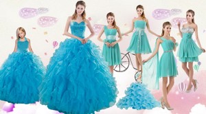 Cheap Teal Sweetheart Quinceanera Dress And Ruching And Beading Short Prom Dress And Halter T
