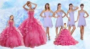 Strapless Beading Coral Red Sweet 16 Dress And Beading Short Lavender Prom Dress And Halter Top Be