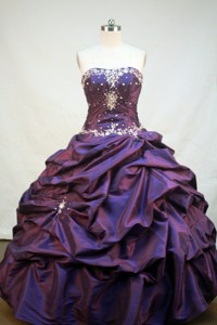 Formal Ball Gown Strapless Floor-length Taffeta Purple Quinceanera Dress