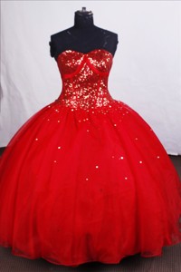Modest Ball Gown Sweetheart-neck Floor-length Sequins Quinceanera Dress