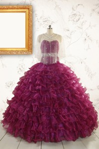 Modest Beading And Ruffles Quinceanera Dress With Sweetheart