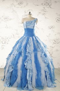 Discount One Shoulder Printed Quinceanera Dress