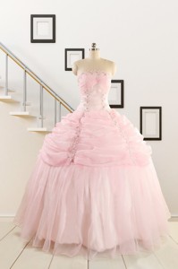 Pretty Strapless Quinceanera Dress With Beading And Pick Ups