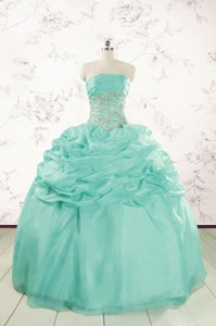 Pretty Puffy Apple Green Sweet 16 Dress With Beading