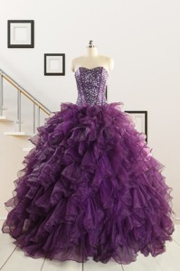 New Style Purple Quinceanera Dress With Beading And Ruffles