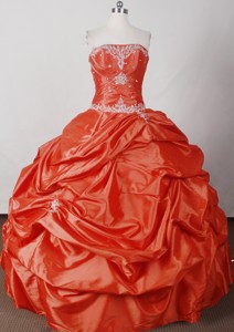 Elegant Ball Gown Strapless Floor-length Orange Quinceanera Dress