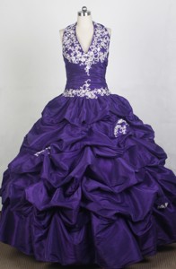 Gorgeous Ball Gown Halter Top Neck Floor-length Purple Quinceanera Dress