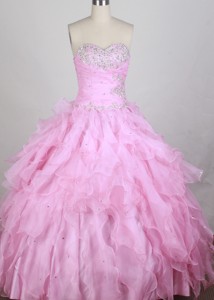 Lovely Ball Gown Sweetheart Floor-length Pink Quincenera Dress