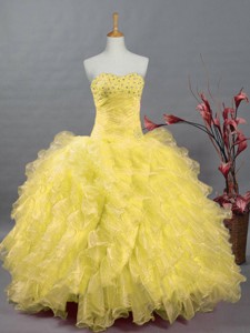 Beaded And Ruffles Quinceanera Dress In Organza