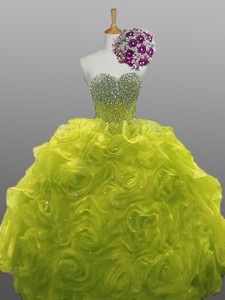 Popular Beaded Quinceanera Dress With Rolling Flowers
