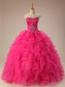 Popular Beaded Quinceanera Dress With Ruffles In Organza