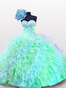 Popular Sweetheart Appliques Quinceanera Dress With Sequins And Ruffles