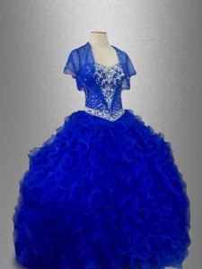 Romantic Sweetheart Quinceanera Dress With Beading And Ruffles In Blue