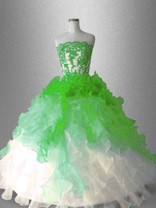 Elegant Strapless Sweet 16 Dress With Appliques And Ruffles