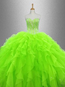 Cheap Beaded and Ruffles Quinceanera Gowns in Organza