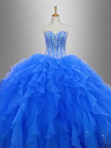 Discount Beaded And Ruffles Sweet 16 Gowns In Blue