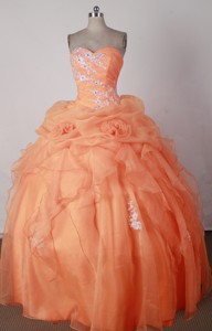 Beautiful Ball Gown Sweetheart Neck Floor-length Orange Red Quincenera Dress