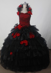 Fashionable Ball Gown Halter Floor-length Black Quincenera Dress