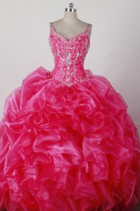 Fashionable Ball Gown Straps Floor-length Hot Pink Quincenera Dress