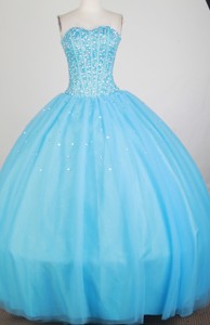 Luxurious Ball Gown Strapless Floor-length Baby Blue Quinceanera Dress