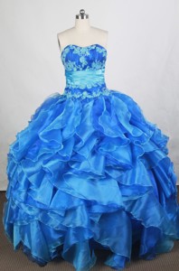 Exquisite Ball Gown Sweetheart Floor-length Blue Quinceanera Dress