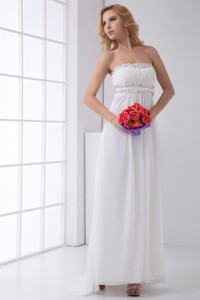 Pretty Empire Strapless Wedding Dress with Beading Ankle-length 