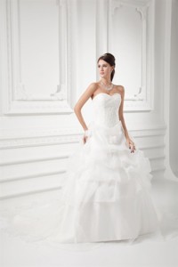Romantic Sweetheart Ball Gown Wedding Dress with Embroidery and Pick-ups 