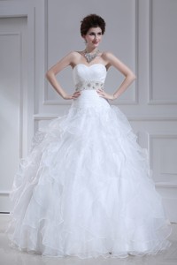 Spring Beautiful Sweetheart Floor-lengthwedding Dress With Ruffles And Appliques