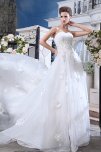 Sweet Sweetheart Court Train Organzabeading And Appliques Wedding Dress