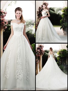 Beautiful A Line Off The Shoulder Wedding Dress With Appliques