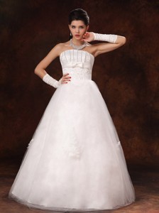 Custom Made Strapless Floor-length With Beading New Style Wedding Dress In Biloxi