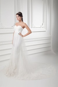Gorgeous Mermaid Sweetheart Wedding Dress with Lace Chapel Train 