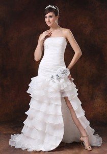 Bodice High Slit Brush / Sweep Mermaid / Trumpet Organza Wedding Dress With Beading 