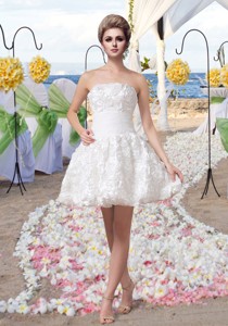 Pretty Princess Mini Length Beautiful Wedding Dress for Beach 