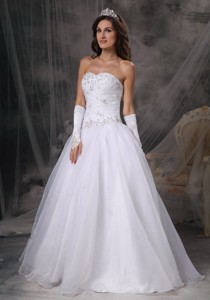 Elegant Princess Sweetheart Floor-length Organza Beading Wedding Dress