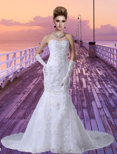 Lace Mermaid Sweetheart Wedding Dress With Beading