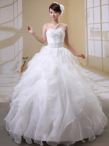 Hanko Finland Beaded Decorate Bust Wedding Gowns With Sweetheart Organza Ruffled Layeres 