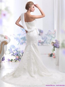 Beautiful Strapless Lace White Wedding Mermaid Dress