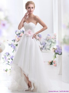 Elegant Sweetheart High Low Wedding Dress With Lace
