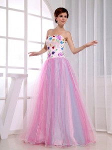 Sweetheart Organza Pink Floor-length Prom Dress