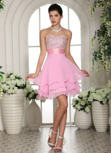 Sweetheart Beaded Bbay Pink Cocktail Homecoming Dress