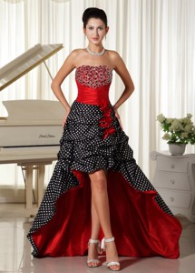 Zipper Speical Fabric Beaded Decorate Bust High-low Prom Dress