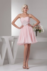Baby Pink Sweetheart Ruche Beading Decorate Prom Gown Dress