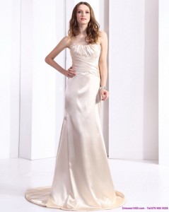 Elegant Prom Dress With Brush Train And Ruching