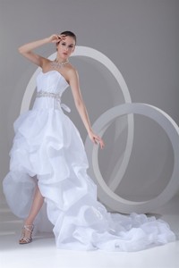 Sweetheart High-low Beading Pick-ups Wedding Dress