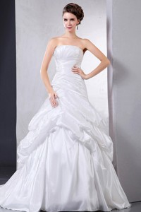 Custom Made Ball Gown Wedding Dress With Pick-ups And Ruching Court Train