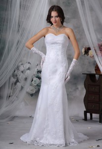 Mount Pleasant Iowa Lace Decorate Bodice Mermaid Sweetheart Neckline Brush Train Wedding Dress For 2